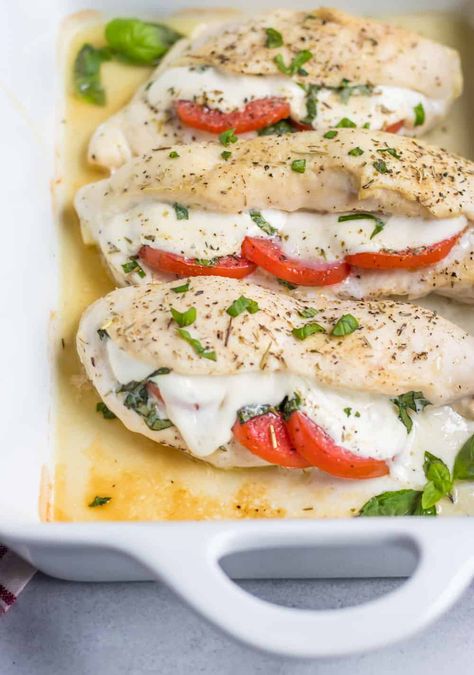 Mozzarella Stuffed Chicken with Tomato and Basil - Lemons + Zest Chicken Breast Stuffed With Tomato And Mozzarella, Mozzarella Basil Chicken, Stuffed Chicken Mozzarella, Mozzarella Tomato Chicken, Chicken Stuffed Mozzarella Recipes, Chicken Stuffed With Mozzarella, Mozzarella Stuffed Chicken, Best Italian Dishes, Mozzarella Recipe