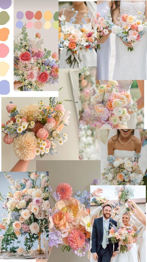 70s Spring Wedding, Wedding Wildflower Theme, Wildflower Wedding Color Palette, Wildflower Wedding Theme Bridesmaid, Wildflower Color Palette Wedding, Wildflower Wedding Theme, Wedding Color Pallet, Spring Wildflowers, Wedding 2025