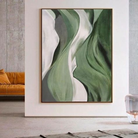 Large Wall Art Green, Large Green Abstract Painting, Colorful Large Wall Art, Modern Art Green Abstract Paintings, Extra Large Paintings, Large Green Wall Art, Olive Green Abstract Painting, Black White Green Painting, Art Wall Canvas