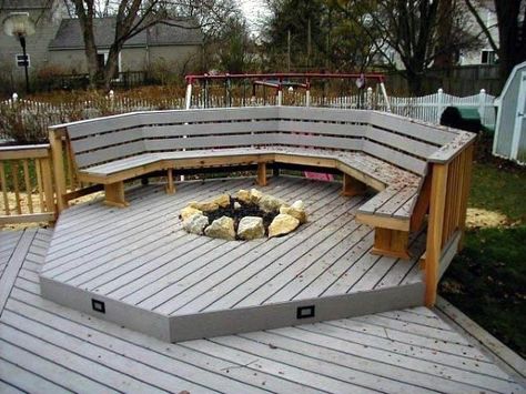 Top 50 Best Deck Fire Pit Ideas - Wood Safe Designs Fire Pit On Wood Deck, Outside Fire Pits, Fire Pit Swings, Deck Fire Pit, Cool Fire Pits, Wedding Backyard, Fire Pit Furniture, Wooden Deck, Fire Pit Seating