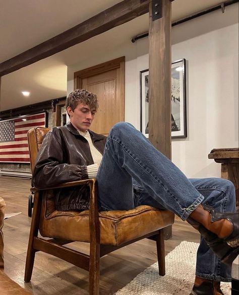 Cowboy Outfit Men, Brown Cowboy Boots Outfit, Urban Cowboy Style, Boots Men Outfit, Boots Outfit Men, Modern Cowboy, Masc Outfits, Lucky Blue Smith, Cowboy Aesthetic