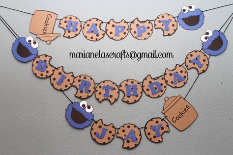 Cookie Monster Birthday Party, Cookie Birthday, Monster First Birthday, Happy Birthday Cookie, Monster 1st Birthdays, Cookie Monster Party, Elmo And Cookie Monster, Cookie Monster Birthday, Sesame Street Cookie Monster