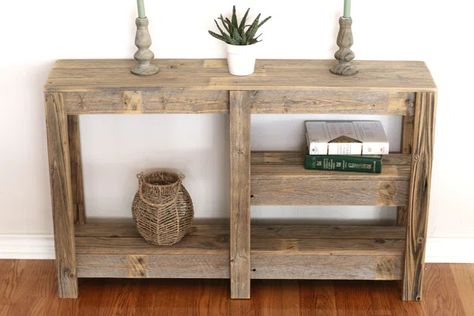 Maddocks 46'' Solid Wood Console Table Console Table Wood, Diy Nightstand, Wood Plant Stand, Diy Wooden Projects, Diy Sofa, Into The Wood, Three Tier, Wood Console Table, Nail Holes