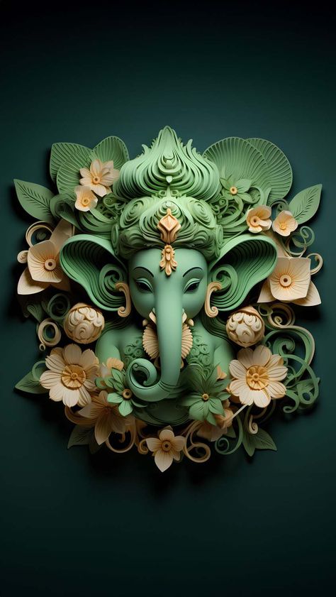 Green Ganesha iPhone Wallpaper 4K - iPhone Wallpapers Green Ganesha, Arte Ganesha, Ganesha Art Illustration, Lucky Wallpaper, Ganesh Art Paintings, Ganesh Wallpaper, Lord Krishna Hd Wallpaper, Floral Wallpaper Phone, Lord Ganesha Paintings