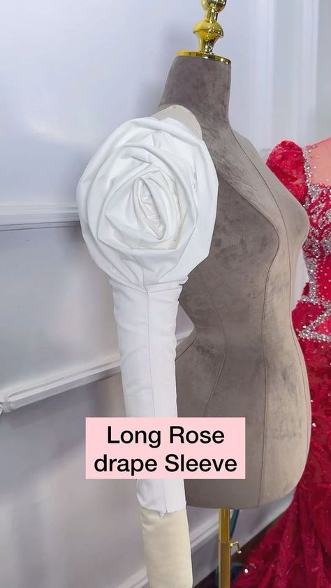 Rose drape sleeve is so beautiful and easy to make. Long sleeve is the best. | Instagram डिजाइनर कपड़े, Pattern Drafting Tutorials, Dress Patterns Diy, Corset Sewing Pattern, Easy Dress Sewing Patterns, Dress Sewing Tutorials, Sewing Machine Basics, Sewing Easy Diy, Ornaments Homemade