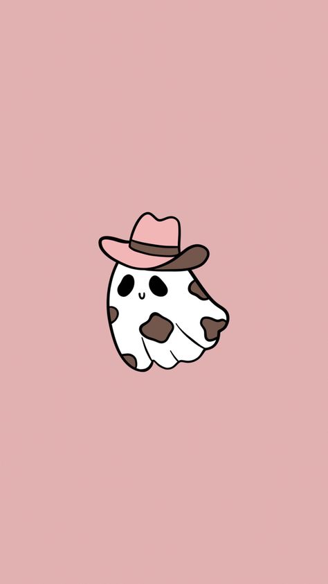 Ghost With Cowboy Hat Wallpaper, Cowgirl Halloween Wallpaper, Fall Stitch Wallpaper, Cow Ghost Tattoo, Cowboy Halloween Wallpaper, Halloween Wallpapers Ipad, Cowboy Ghost Wallpaper, Cute Ghosts Wallpaper, Aesthetic Cowgirl Wallpaper