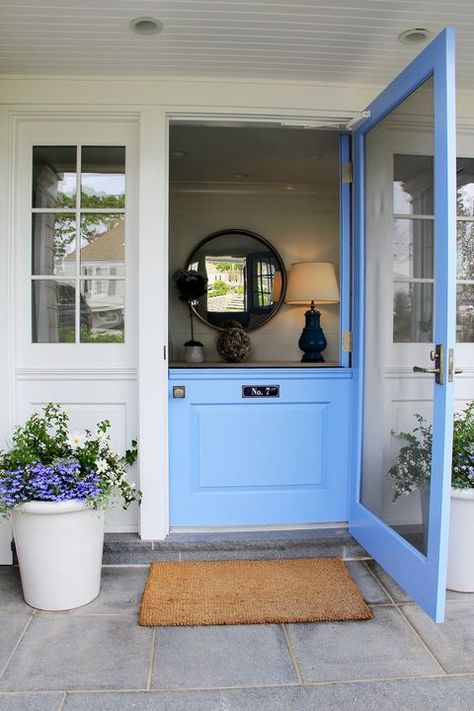 Dutch Doors Exterior, Farmhouse Front Door, Farmhouse Front, Dutch Door, Door Ideas, Door Color, Diy Door, Beach Cottages, Exterior Doors