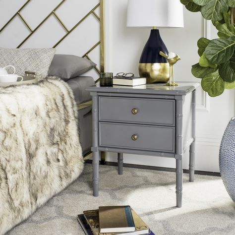 Tall Legs for Small Spaces Coastal Nightstand, Gray Nightstands, Nightstand Gray, Bamboo Nightstand, Nightstand Bedroom, Gray Nightstand, 3 Drawer Nightstand, Coastal Bedrooms, Coastal Bedroom