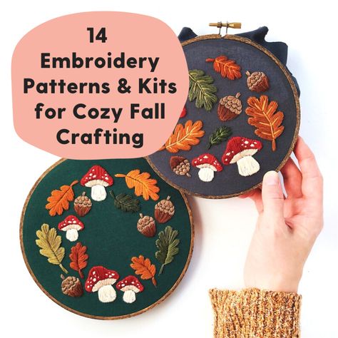 14 Fall Embroidery Patterns to Get Into The Cozy Season Embroderie Patterns Free, Fall Embroidery Patterns, Fall Embroidery, Fall Embroidery Designs, Embroidery Lessons, Christmas Embroidery Patterns, Cozy Season, Embroidery Patterns Free, Hand Embroidery Pattern