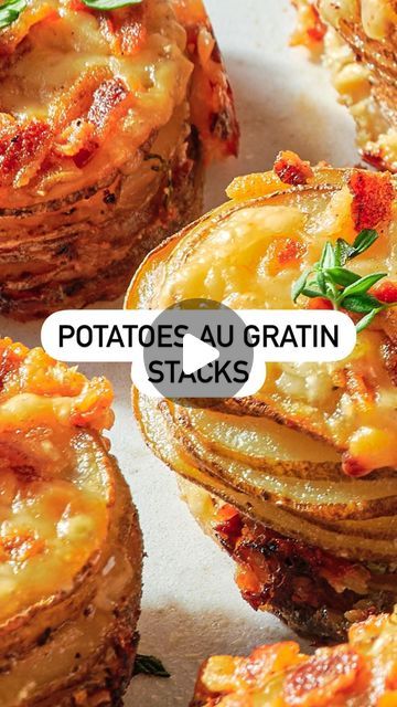 Delish on Instagram: "Got potatoes? Stack them. These are our crispy, cheesy stacks topped with bacon bits 🥓" Potato Stacks, Tin Recipes, Sides Recipes, Cooking Measurements, Muffin Tin Recipes, Potatoes Au Gratin, Vegetable Side, Microwave Recipes, Bacon Bits