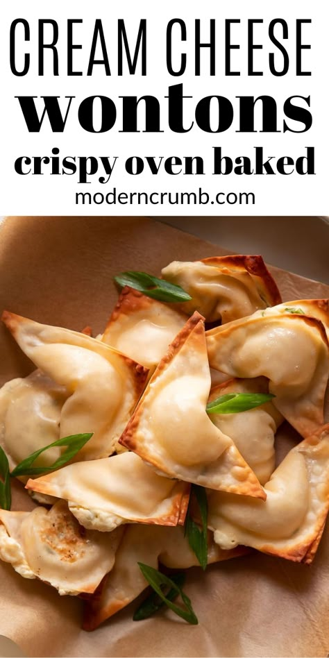 Baked Wontons, Baked Cream Cheese, Cream Cheese Wontons, Cheese Wontons, Dinner Party Dishes, Wonton Recipes, Impressive Dinner, At The Restaurant, Party Dishes