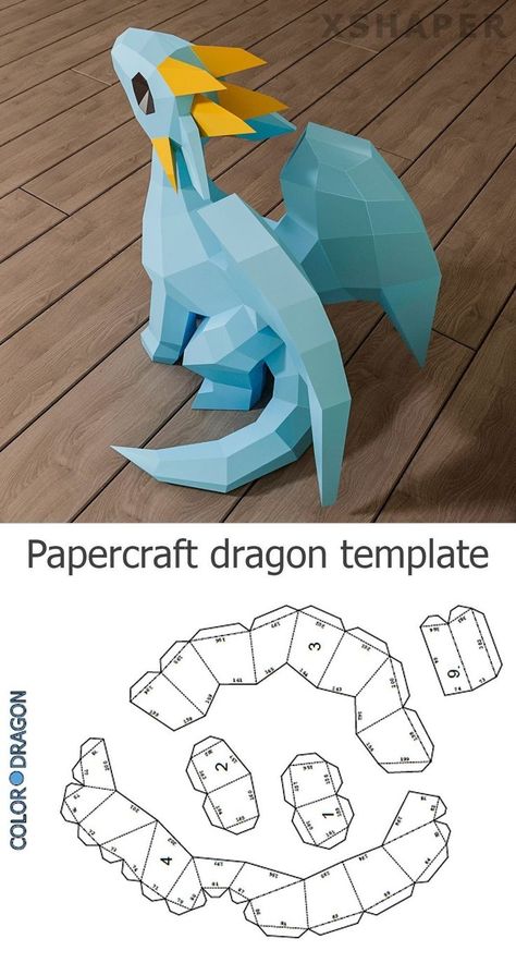 Paper Dragon Template, Dragon Template, Papercraft Templates Printables, 3d Tiskárna, 3d Templates, Paper Dragon, Origami Dragon, Dragon Crafts, Papercraft Printable