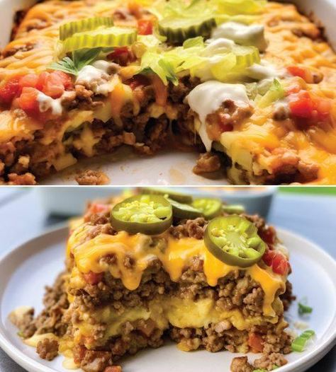 Keto Big Mac Casserole Keto Big Mac Casserole, Garlic Salad Recipe, Big Mac Casserole, Keto Big Mac, Keto Grilled Cheese, Chicken And Cabbage, Healthy High Protein Meals, Healthy Low Carb Recipes, Easy Casserole