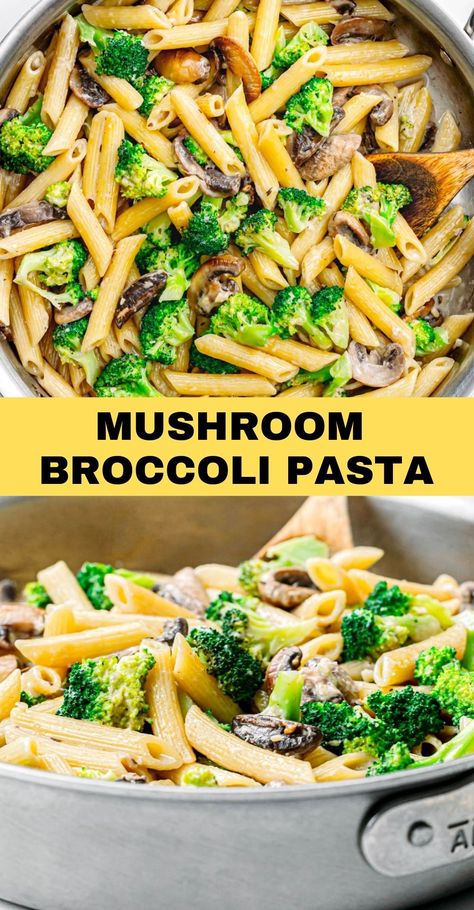 This mushroom broccoli pasta has it all. It's so flavorful, easy to put together, and is budget-friendly! It's the ultimate healthy comfort food that you'll make over and over again. It also makes for great leftovers and a tasty lunch the next day. Vegan Mushroom Broccoli Pasta, Pasta With Mushrooms And Broccoli, Pasta With Veggies And Chicken, Chicken Mushroom Broccoli Pasta, Mushrooms Broccoli Recipes, Broccoli Mushroom Pasta Recipes, Brocolli Mushroom Recipes, Brocolli And Mushroom Recipes, Shrimp Broccoli Mushroom Pasta