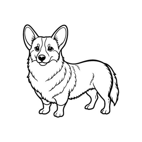 Pembroke Welsh Corgi dog breed vector black line illustration isolated on white background | Premium AI-generated vector Simple Corgi Drawing, Corgi Dog Breed, Corgi Drawing, Free Business Card Mockup, Pembroke Welsh Corgi, Black Line, Corgi Dog, Line Illustration, Welsh Corgi