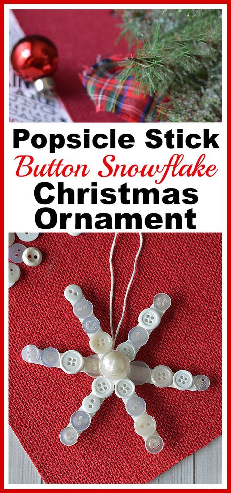 Homemade Christmas Tree Decorations, Homemade Christmas Ornament, Popsicle Stick Ornaments, Christmas Ornament Ideas, Buttons Crafts Diy, Homemade Christmas Tree, Diy Popsicle, Diy Christmas Ornament, Christmas Buttons