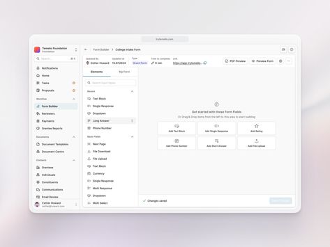 Form Builder by Jeremy Blaze for Never Before Seen on Dribbble Custom Dashboard, Form Builder, Dashboard Design, Document Templates, Ui Design, Global Community, Creative Professional, Start Up, Website Design