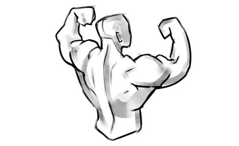 Muscular Character Design, Strong Man Drawing, Gym Sketch, Muscle Cartoon, Human Body Muscles, Shoulder Gym, Muscular Back, Graphic Silhouette, Body Muscles