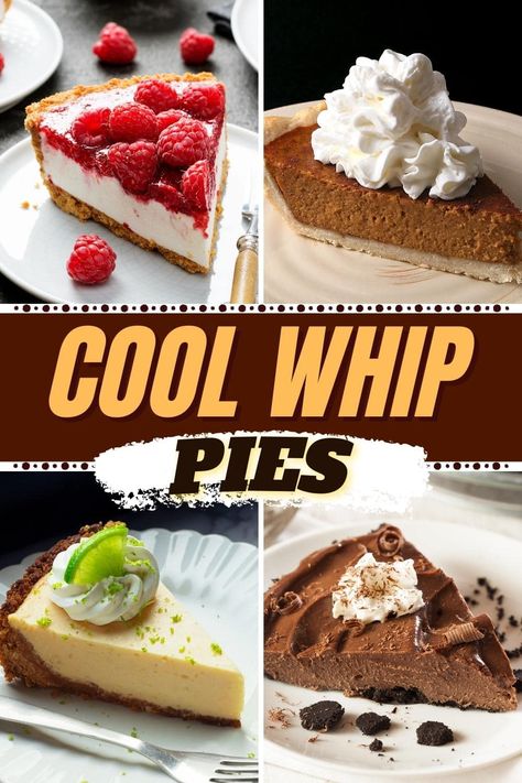 Cool Whip Pies Easy Cool Whip Pies, Pies Made With Cool Whip, Cool Whip Cream Cheese Pie, Cool Whip Jello Pie, No Bake Pudding Pie Cool Whip, Recipes With Cool Whip Desserts, Cool Whip Pudding Pie, Cool Whip Snacks, Cool Whip Pies 3 Ingredients