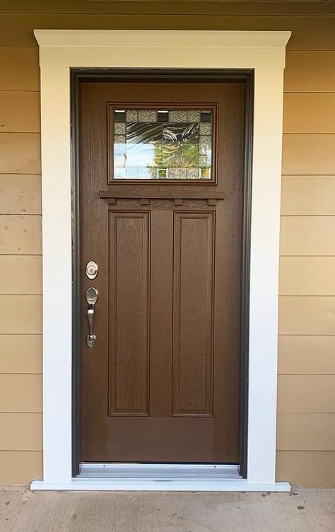 Fiberglass Wood Grain Entry Door Upgrades Warrendale Entryway — Pella Pittsburgh Fiberglass Exterior Doors Wood Grain, Brown Door Exterior, Brown Front Door, English Door, Brown Front Doors, Fiberglass Exterior Doors, Houston Houses, Fiberglass Front Door, Fiberglass Entry Doors