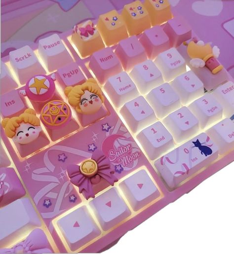 Sailor Moon Gaming Setup, Nintendo Decor, Gamer Girl Aesthetic, Cute Tech, Cute Gaming, Dream Setup, Computer Set, Streaming Setup, Setup Gamer