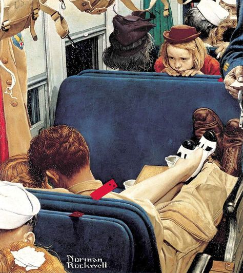 Norman Rockwell Art, Saturday Evening Post Covers, Rockwell Paintings, Norman Rockwell Paintings, Family Ties, Norman Rockwell, Famous Artists, Painting Illustration, A Train