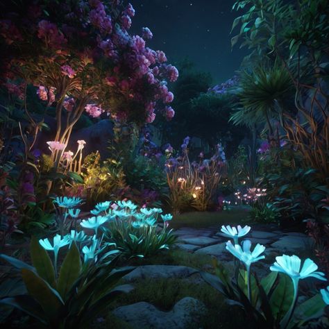 Discover the enchanting wonder of a garden at night! Blooms glow softly under the moonlight, creating a tranquil oasis. 

Bring this serene scene to life in your own outdoor space. Explore our tips for nighttime garden magic!
#homeandgarden #betterhomesandgardens #homegardening #homesandgardens #homegarden #gardenhome #gardeningathome Flowers That Bloom At Night, Nighttime Garden, Artsy Pants, Garden At Night, Moonlight Garden, Garden Magic, Under The Moonlight, Midnight Garden, Garden Water