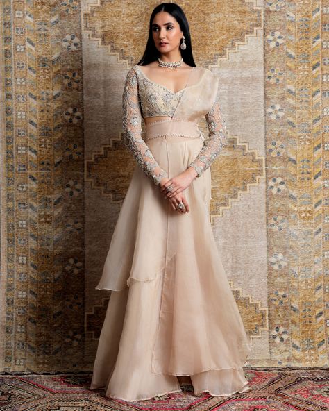 Beige Tonal Embroidered Sharara Set Angeles, Sharara Saree, Ridhima Bhasin, Embroidered Sharara, Trendy Outfits Indian, Traditional Indian Outfits, Party Wear Indian Dresses, Stylish Dress Book, Indian Clothing