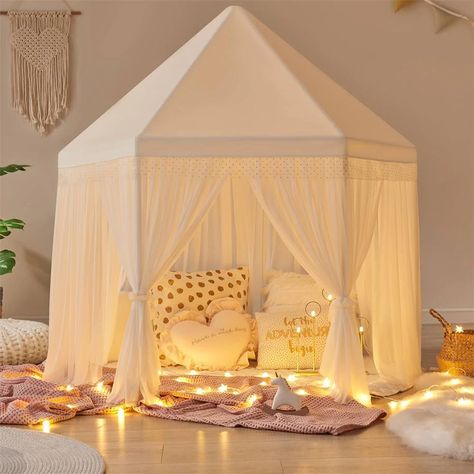 Canvas Teepee Tent, Fairy Tent, Girls Tent, Kids Bedroom Furniture Design, Baby Progress, Pink Tent, Play Fort, Tent For Kids, Nursery Interior Design