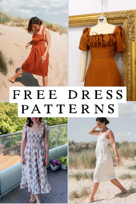 Here are 10+ trendy free dress sewing patterns to make for your next sewing project. Many have downloadable pdf patterns or easy to follow tutorials Free Dress Sewing Patterns, Dress Sewing Patterns For Women, Summer Dress Sewing Patterns, Robe Diy, Dress Sewing Patterns Free, Sewing Patterns Free Women, Free Pdf Sewing Patterns, Haine Diy, Simple Summer Dresses