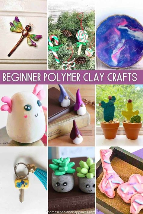 Beginner Polymer Clay Crafts Baking Clay Crafts, Clay Kids Ideas, Polymer Clay Ideas For Beginners Diy Craft Projects, Polymer Clay Ideas For Kids, Easy Modeling Clay Ideas Simple, Easy Polymer Clay Ideas For Beginners, Clay Foam Ideas, Polymer Clay Crafts For Beginners Step By Step, Beginner Polymer Clay Projects