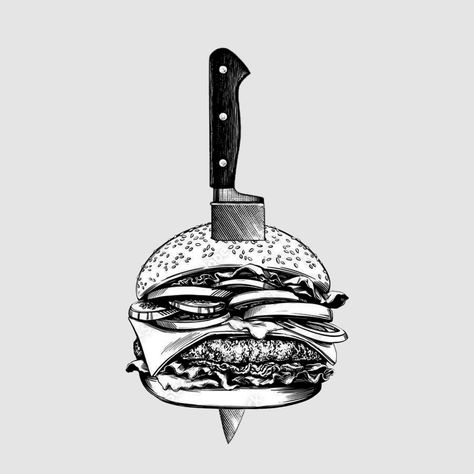 #art #sketch #tattoo #burger #knife Hamburger Tattoo, Burger Sketch, Burger Tattoo, Burger Drawing, Tattoo Prague, Sketch Tattoo, Up Tattoos, Prague Czech Republic, Prague Czech