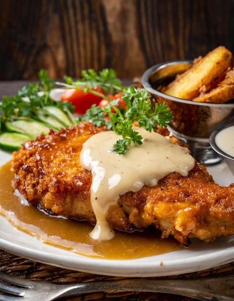 Hands down, this is the only dish my hubby requests weekly! Chicken Dishes For Kids, Chicken Dishes For Dinner Healthy, Steak With Gravy, Chicken Dishes For Dinner, Chicken Fried Steak Recipe, Fried Steak Recipes, Country Fried Steak, Fried Steak, Steak Frites