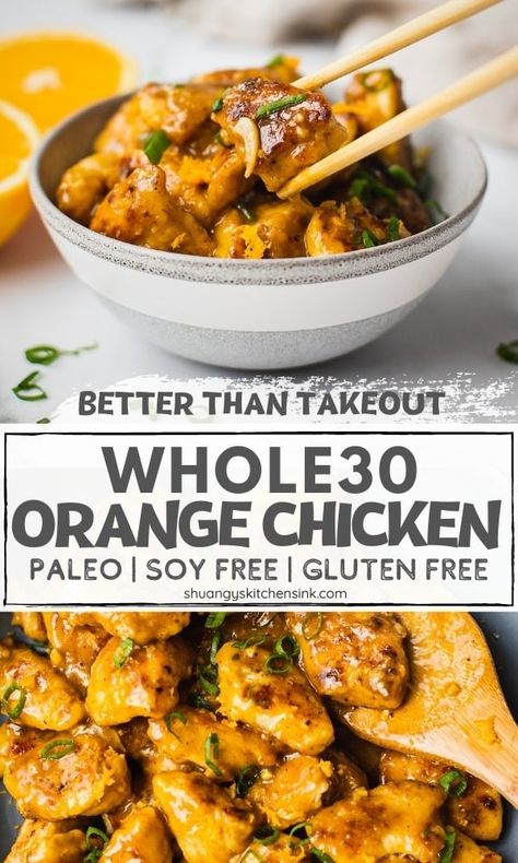 This Orange Chicken recipe is delicious, and so easy to make. It makes the perfect dinner served over cauliflower rice or jasmine rice, and steamed broccoli. You won't believe how Popular this recipe is in the SKS community. Try it and let me know what you think in the comment below! Whole30 Orange Chicken, Whole 30 Orange Chicken, Paleo Orange Chicken, Gluten Free Orange Chicken, Chicken Nutrition Facts, Healthy Easy Lunch, Whole 30 Chicken Recipes, 2024 Meals, Chinese Orange Chicken