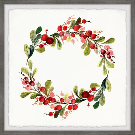 This watercolor painting print features a colorful Christmas wreath, exhibiting various shades of green, red, and pink. Proudly printed in the USA, this piece is printed on high quality archive paper and professionally hand-framed. Colorful Christmas Wreath, Christmas Card Art, Watercolor Christmas Cards, Art Carte, Colorful Christmas, Wreath Watercolor, Christmas Wall Decor, Tole Painting, Flower Clipart