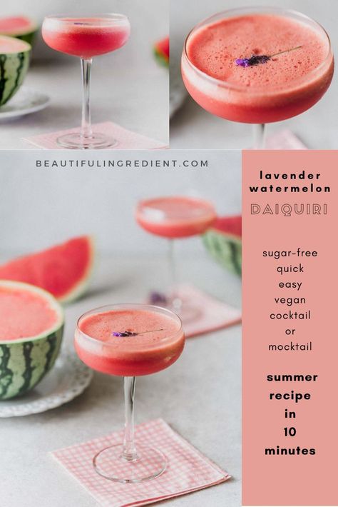 Watermelon Daiquiri, Watermelon Mocktail, Summer Drinks Nonalcoholic, Vegan Cocktails, Vegan Drinks Recipes, Recipe Cheesecake, Daiquiri Recipe, Summer Drinks Alcohol, Quick Easy Vegan