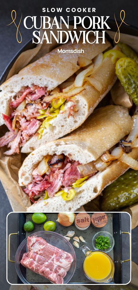 Quiche, Paninis, Carnitas Recipes, Cuban Pork Sandwich, Cuban Pork Roast, Cuban Pulled Pork, Awesome Sandwiches, Cuban Sandwich Recipe, Slow Cooker Cuban Pork