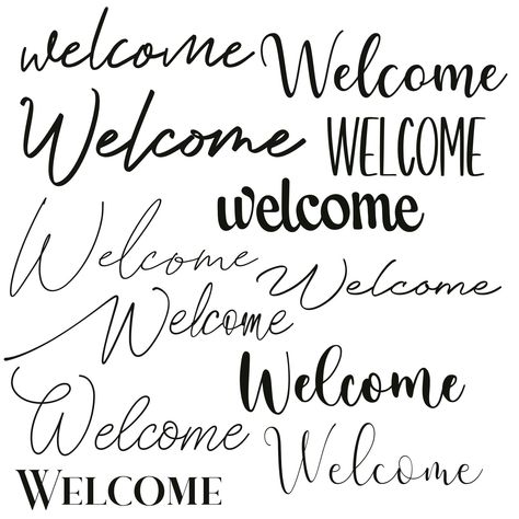 Welcome In Cursive Writing, Welcome Font Style, Welcome Sign Handwritten, Welcome Writing Style, Welcome Drawing Ideas, Welcome Fonts Lettering, Welcome Svg Free, Chalk Welcome Sign, Welcome Hand Lettering