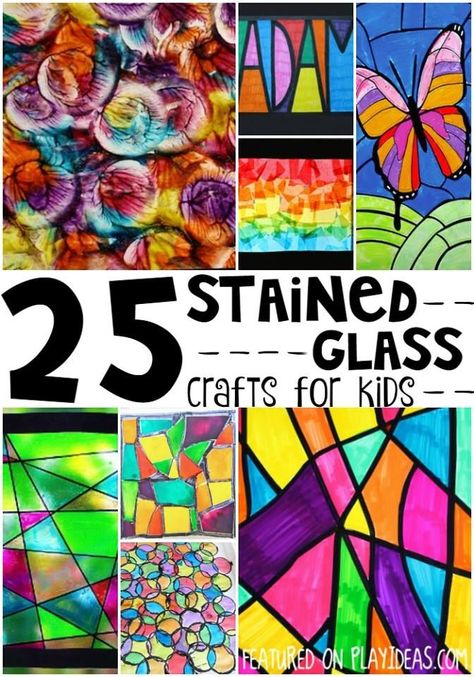 25 Beautiful Stained Glass Crafts For Kids Stained Glass Crafts For Kids, Glass Art Projects, Stained Glass Crafts, Faux Stained Glass, Play Ideas, Stained Glass Projects, Learn Art, Window Art, Sea Glass Art