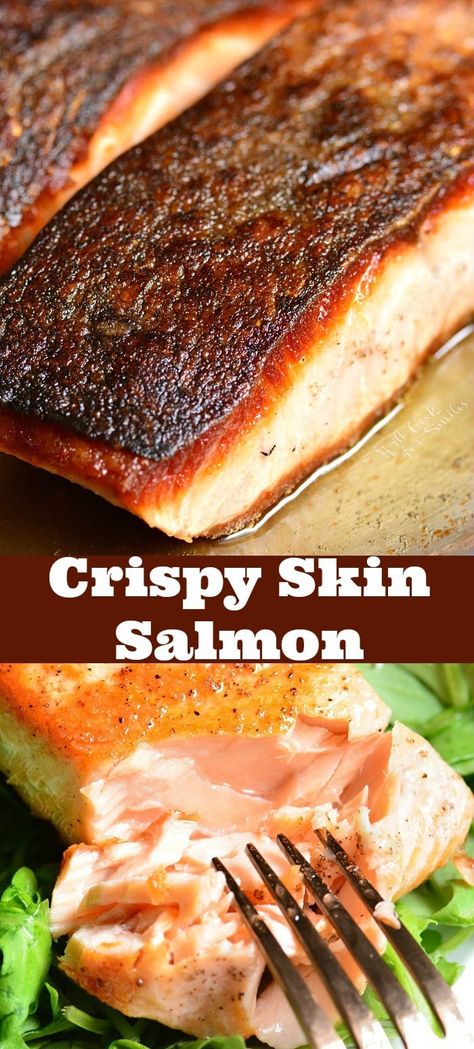 Pan-seared Crispy Skin Salmon Salmon Crispy Skin, Crispy Salmon Recipe, Crispy Skin Salmon, Salmon Recipe Pan, Seared Salmon Recipes, Salmon Recipes Pan Seared, Salmon Recipes Baked Healthy, Garlic Butter Salmon, Japanese Desserts