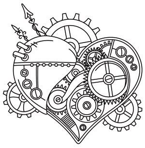 . Steampunk Heart Drawing, Steampunk Gears Drawing, Steampunk Drawing Ideas, Steampunk Tattoo Ideas, Steampunk Quilts, Steampunk Coloring Pages, Steampunk Quilt, Steampunk Tattoo Design, Steampunk Drawing