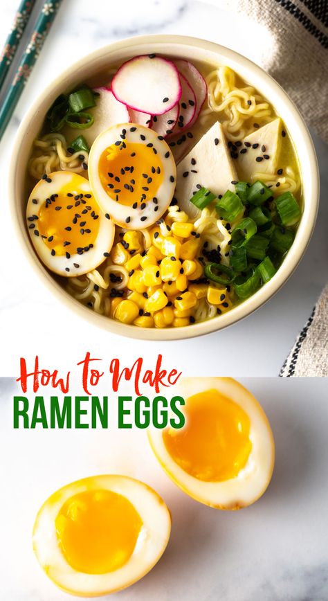 Noodles With Soft Boiled Egg, Ramen Bowl With Egg, Ramen With Soft Boiled Egg, Perfect Ramen Egg, Ramen Soft Boiled Egg, Eggs For Ramen Soup, How To Make A Ramen Egg, How To Make Soft Boiled Eggs For Ramen, How To Make Ramen Soup At Home