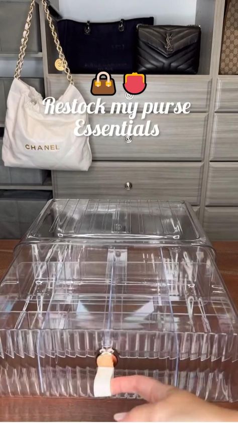 Purse Restock Station, Purse Essentials For Moms, Mini Handbag Essentials, What To Pack In Purse, Amazon Purse Essentials, Mini Purse Essentials, Pack My Purse With Me, Purse Essentials Aesthetic, Purse Station