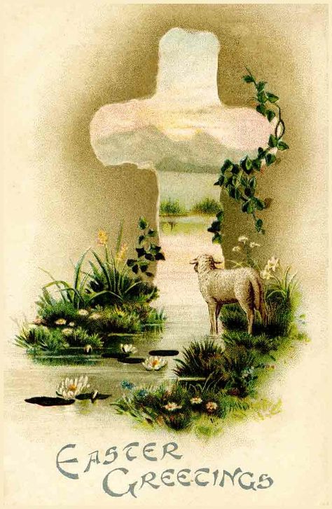 Vintage Easter Greetings, Vintage Easter Pictures, Easter Images Christian, Easter Vintage Images, Vintage Easter Images, Christian Easter Art, Happy Easter Vintage, Vintage Happy Easter, Easter Images Free