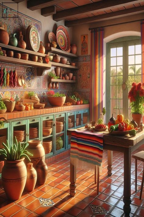 Top Best Mexican Kitchens Ideas Mexican Boho Decor, Mexican Kitchen Ideas, Mexican Style Kitchens Ideas, Fun Kitchens, Mexican Casa, Arizona Kitchen, Mexican Style Kitchens, Hacienda Kitchen, Modern Mexican Home Decor