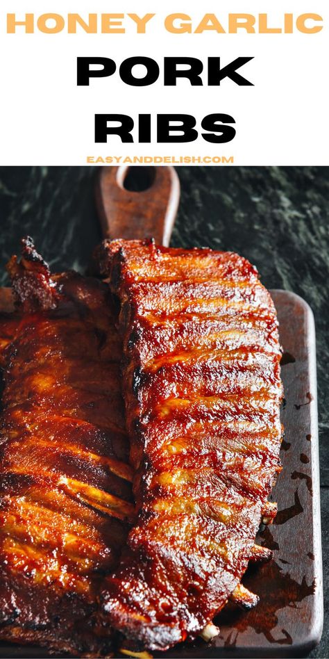 Pork Ribs, Honey Garlic Pork Ribs, Baked Pork Ribs, Delicious Salad Recipes, Honey Garlic Pork, Crockpot Healthy, Best Dinner, Baked Pork, Honey Garlic