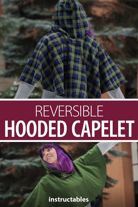 Hooded Capelet Pattern Sewing Free, Hooded Poncho Sewing Pattern Free, Short Hooded Cape Pattern, Cloak Sewing Pattern Hooded, Hooded Shawl Sewing Pattern, Cowl Hood Pattern Sewing, Hooded Capelet Pattern Sewing, Flannel Patterns Sewing, Capelet Pattern Sewing Free