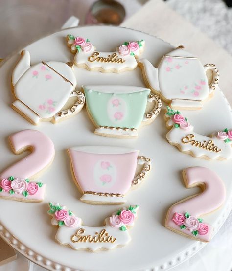 Disney Tea Party Birthday, Tea For Two Decorations, 1st Bday Tea Party, Third Birthday Tea Party Theme, Second Birthday Tea Party Theme, Tea Party 3rd Birthday Ideas, Tea For Two Birthday Party Cookies, 3 Year Tea Party Birthday, Tea For 2 Birthday Cake