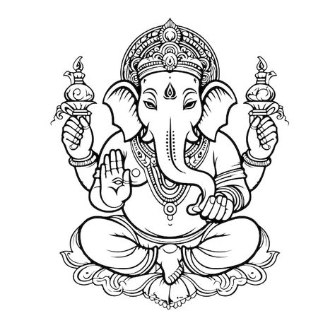 Sketch hand drawn single line art colori... | Premium Vector #Freepik #vector #shree #ganesh-chaturthi #ganesh #vinayaka-chaturthi Mandala Art Vinayaka, Ganesh Vector Illustrations, Vinayagar Pencil Drawing, Lord Vinayaka Drawings, Lord Ganesha Line Art, Lord Ganesha Pencil Sketch, Ganesha Line Drawing, Ganesh Chaturthi Sketch, Vinayaka Images Drawing