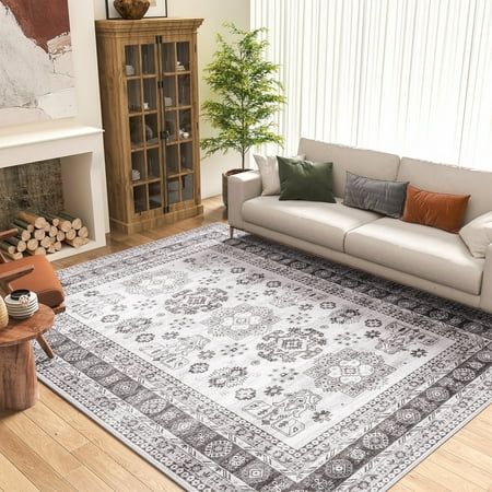 Create a seamless transition from traditional to modern style in your home with the addition of the SIXHOME Oriental Vintage Floral Area Rug. The retro floral pattern of this washable rug brings a sense of tradition and timelessness to your space, while also incorporating elements of boho and farmhouse styles. The intricate floral motifs, inspired by classic designs, create focal points that exude sophistication and add a touch of vintage charm. Crafted with attention to detail, this living room rug is made with high-quality materials to ensure durability and longevity. The soft pile of the carpet provides a luxurious underfoot feel, making it perfect for creating a cozy and comfortable environment in your home. The plush texture adds an extra layer of comfort and warmth, inviting you to s Home Decor Grey, Office Nursery, Retro Rugs, Rugs For Bedroom, Indoor Carpet, Vintage Living Room, Rugs For Living Room, Soft Carpet, Living Room Area Rugs